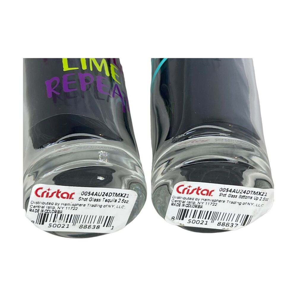Cristar Clear Round Barware Tequila & Bottom Up Short Glasses 2.5 oz Lot of 2 - Picture 6 of 7
